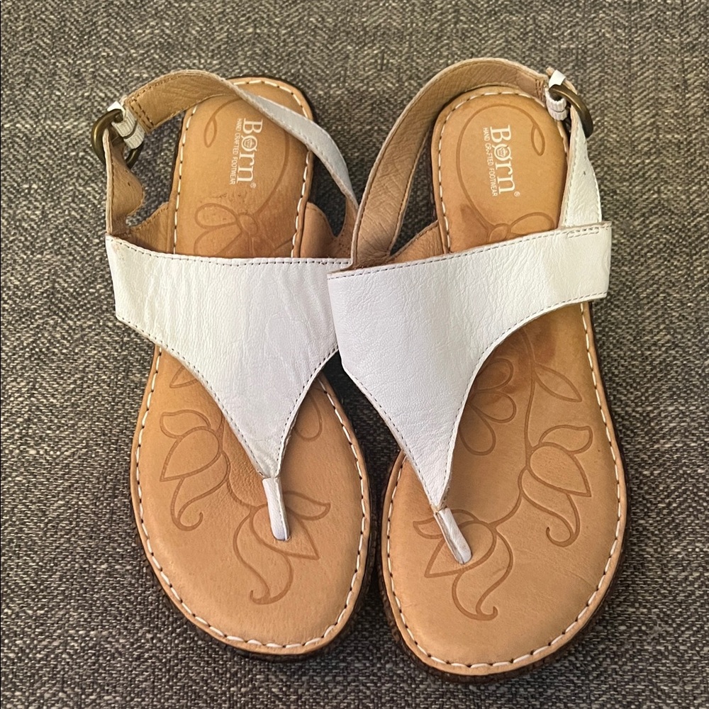 Born White and Tan Women's Sandals